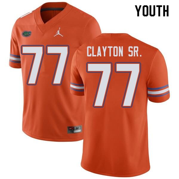 NCAA Florida Gators Antonneous Clayton Sr. Youth #77 Jordan Brand Orange Stitched Authentic College Football Jersey JVT3464VC